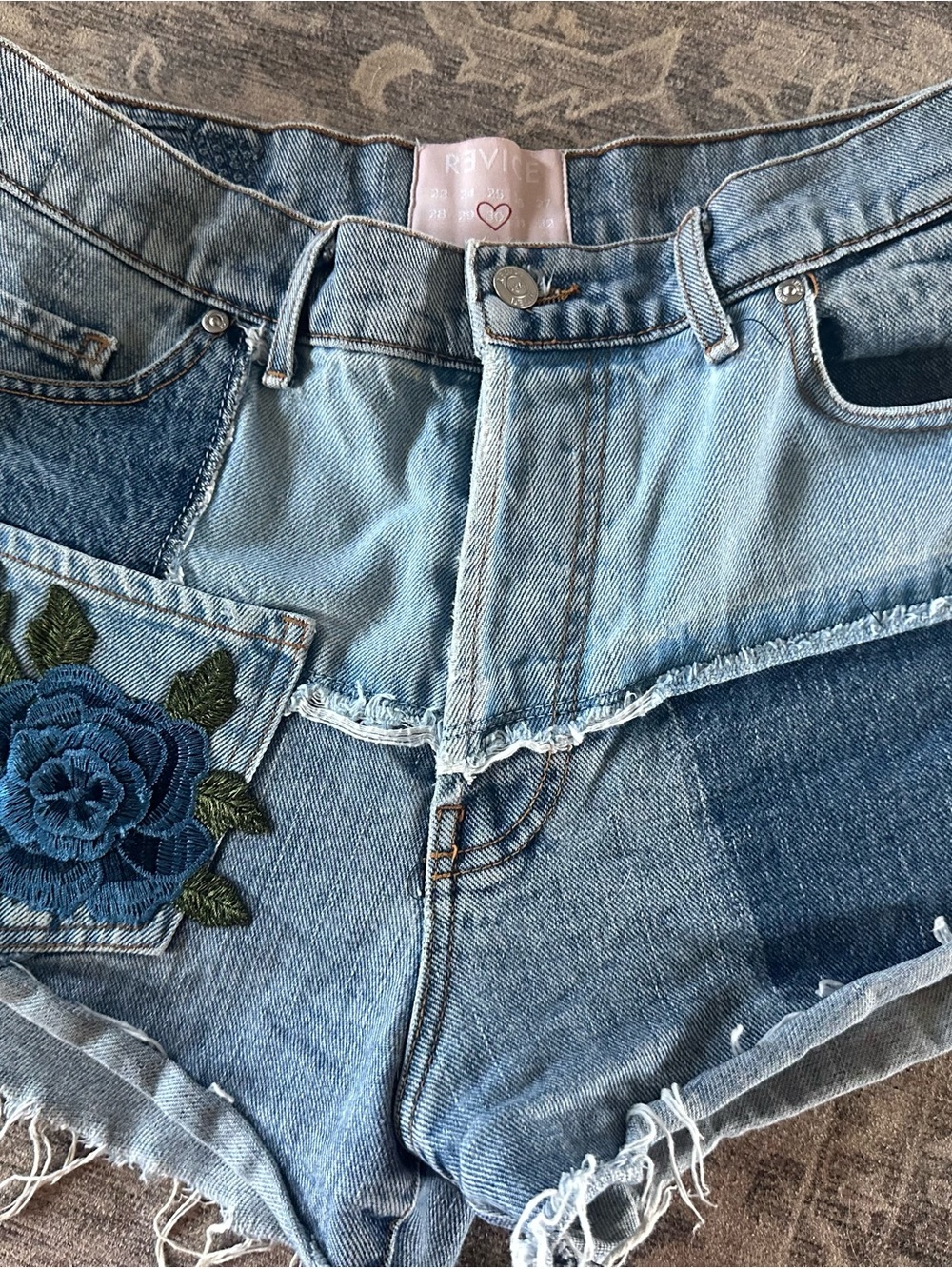 REVICE Light Blue Denim Jeans with patches